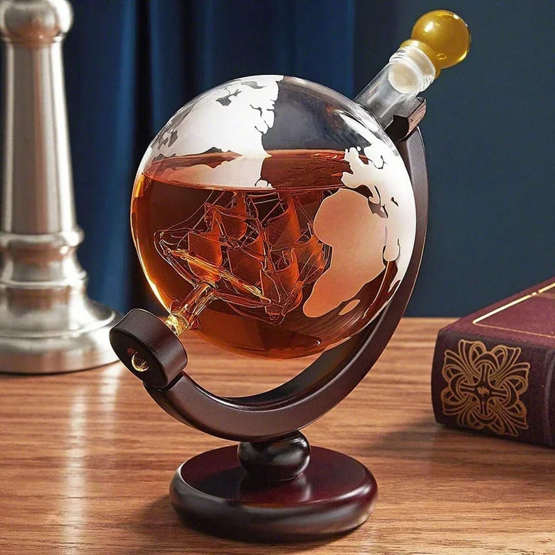 Decanter Whisky Globo Conjunto Recipiente de Vidro Mahaos
