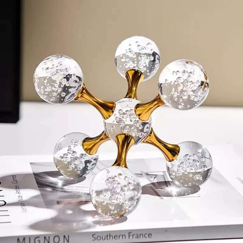 Decoração de Mesa de Cristal Moderna Ornamento Molécula Mahaos