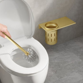Escova Sanitária para Banheiro com Suporte Alumínio Dourado Mahaos