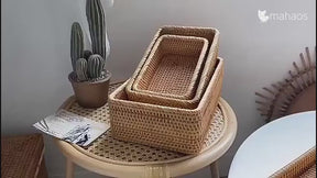 Cesto de Palha Rattan Feito a Mão